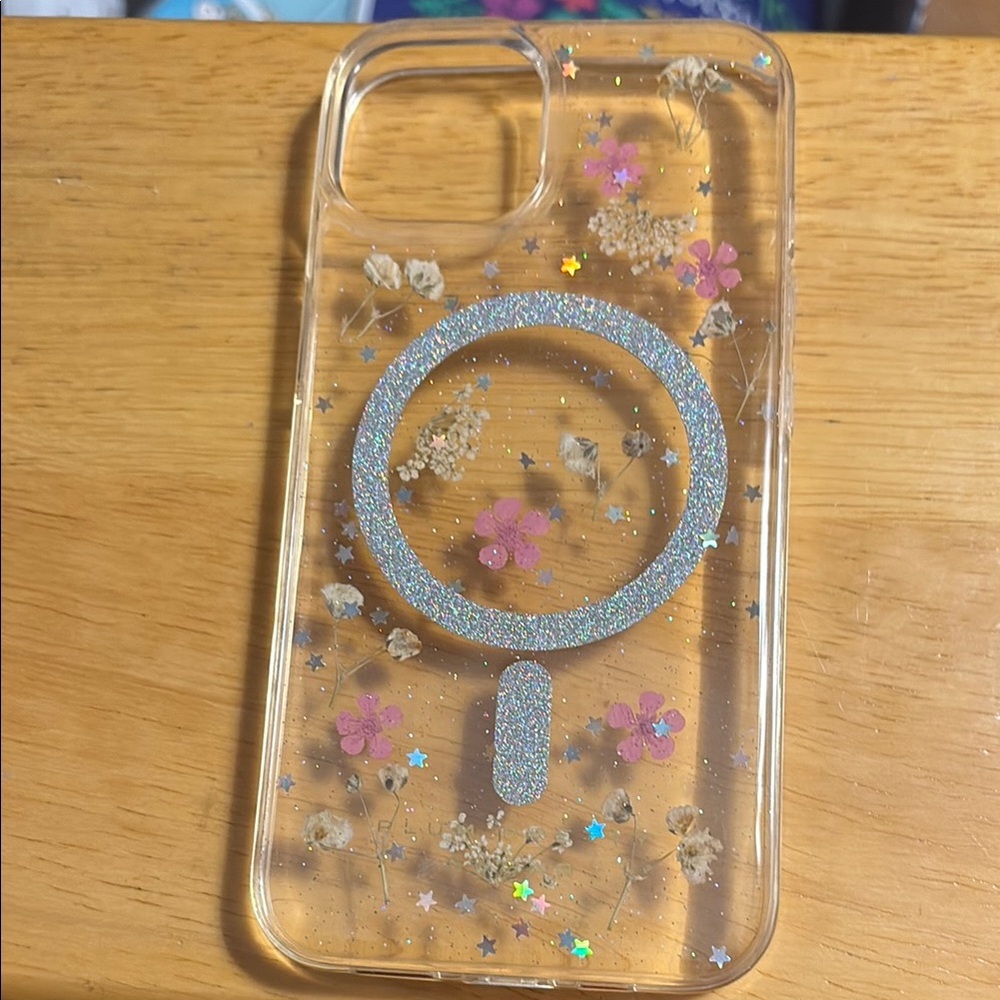 Plum Pretty Sugar Pink and Silver Phone Case with Floating Glitter